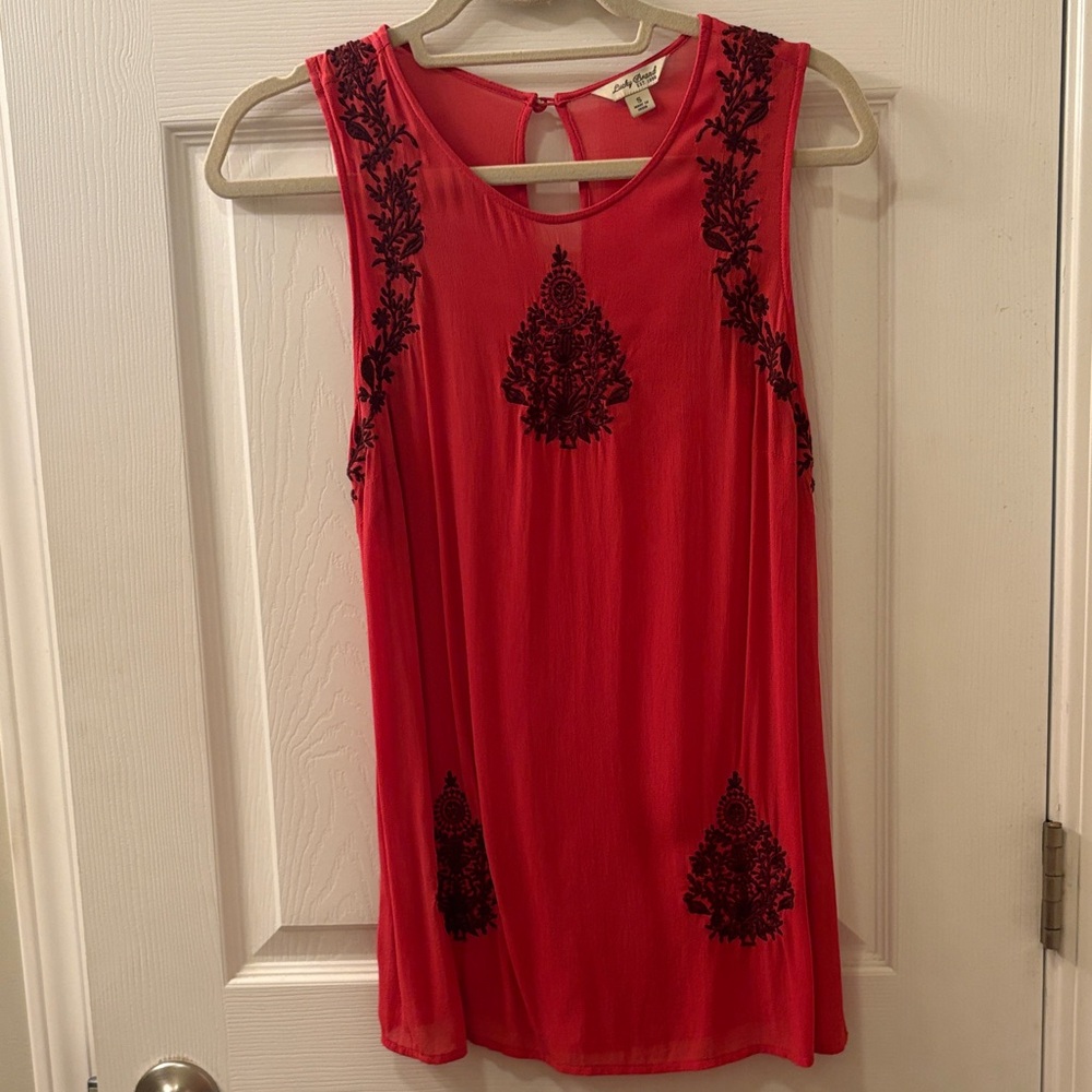 Lucky Brand Vibrant Red Tank with Black Detailing